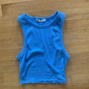Zara blue crop top halter neck